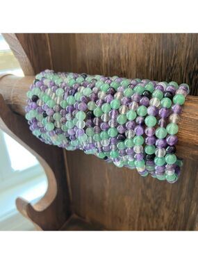 Fluorite Amethyst and Green Aventurine Bracelet (one)